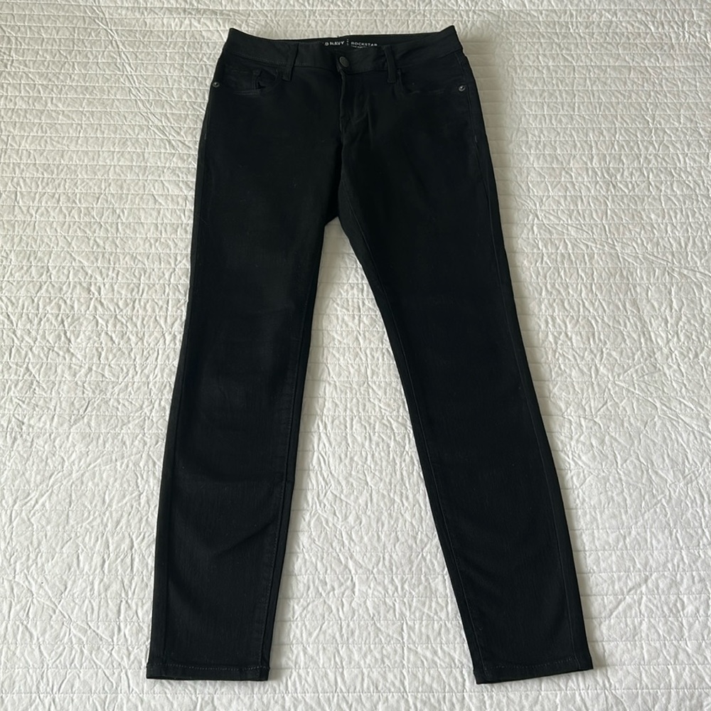 Women's Old Navy Black Low Rise Rockstar Skinny Jeans Sz 4R - Stretch